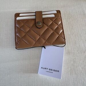 Kurt Geiger Quilted Leather Card Holder in Camel